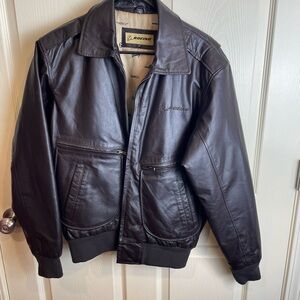 Like new Boeing Men's Brown Leather Bomber Jacket